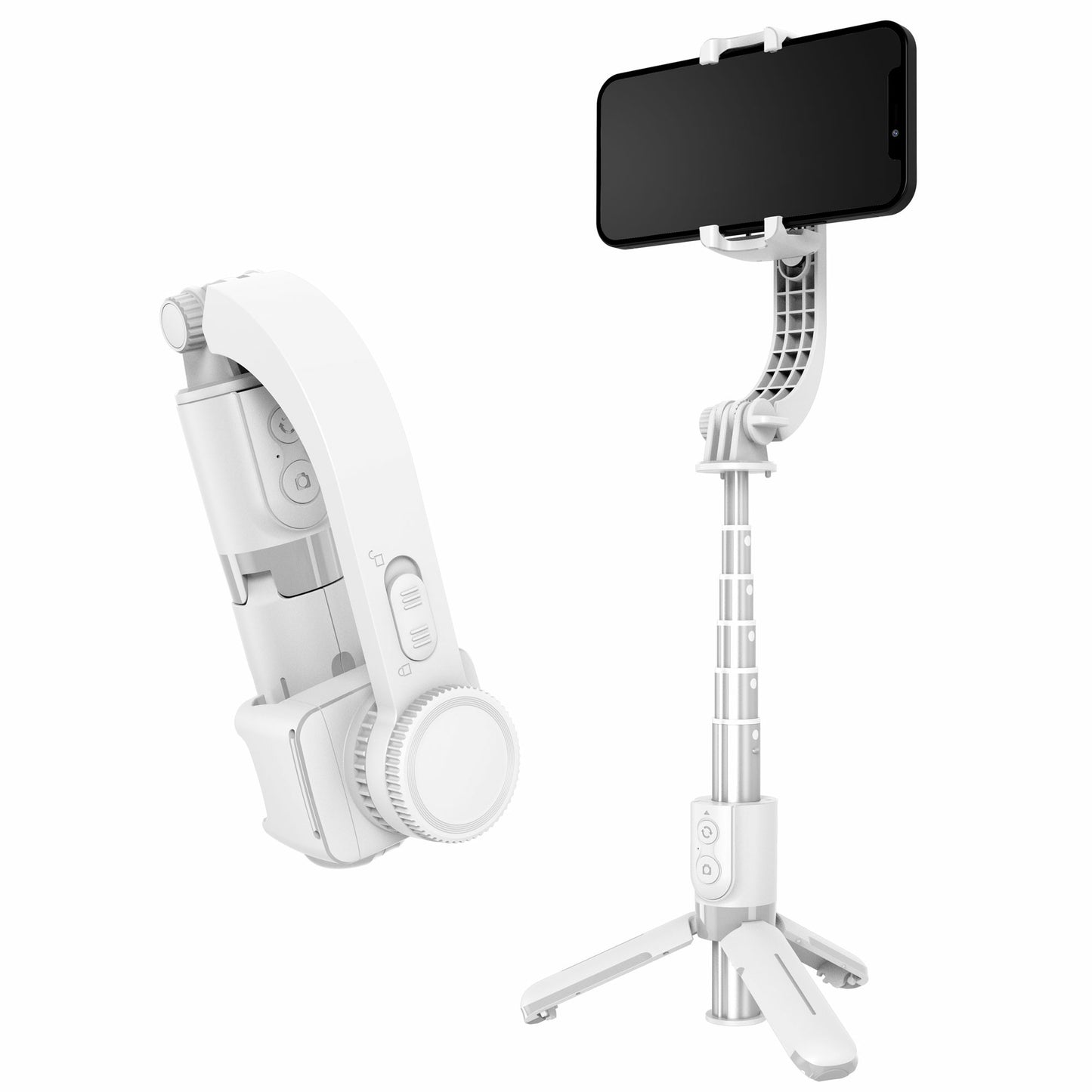 L08 Mini Selfie Stick Gimbal Stabilizer for Smartphone Foldable Tripod with Bluetooth-compatible Remote for iPhone Android - White
