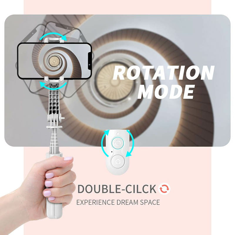 L08 Mini Selfie Stick Gimbal Stabilizer for Smartphone Foldable Tripod with Bluetooth-compatible Remote for iPhone Android - White