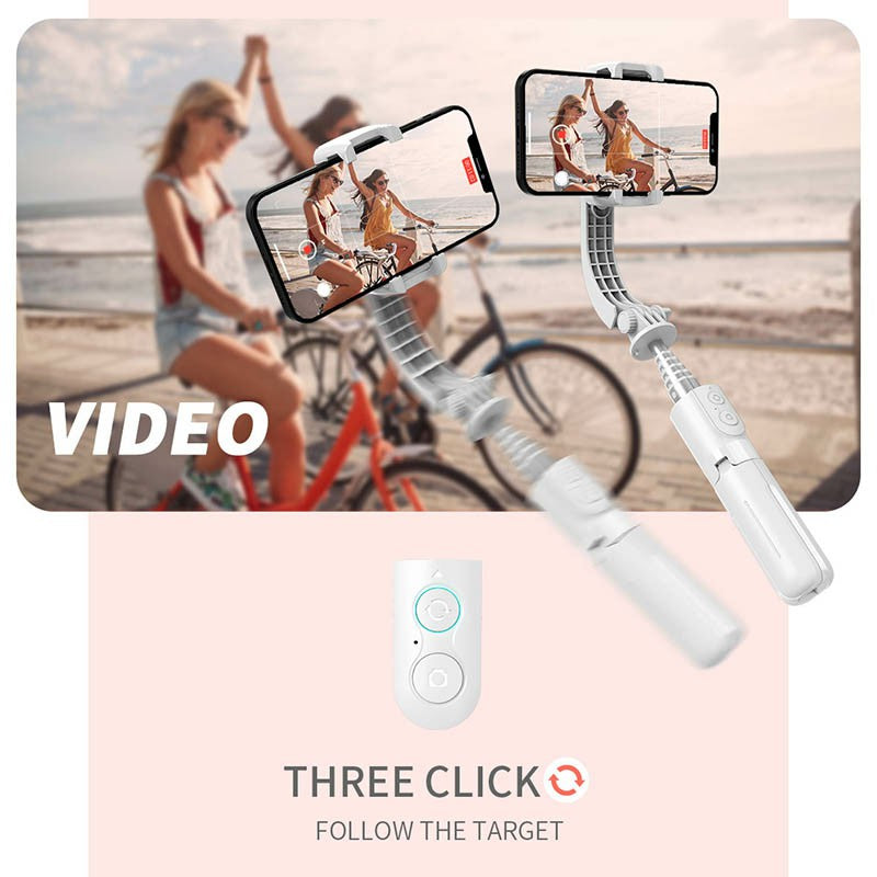 L08 Mini Selfie Stick Gimbal Stabilizer for Smartphone Foldable Tripod with Bluetooth-compatible Remote for iPhone Android - White