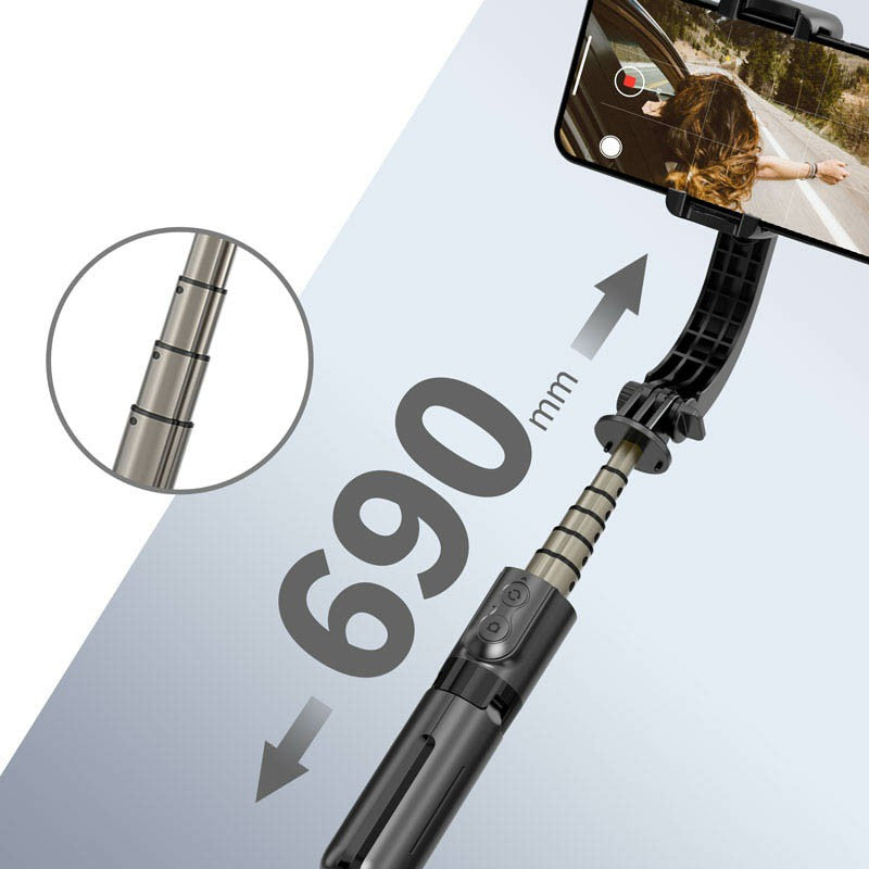 L08 Mini Selfie Stick Gimbal Stabilizer for Smartphone Foldable Tripod with Bluetooth-compatible Remote for iPhone Android - White