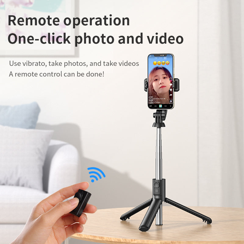 KP13 Retractable Wireless Remote Cell Phone Stand Folding Portable Bluetooth Selfie Stick Tripod (1.1m)