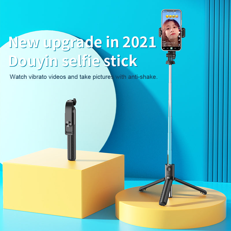 KP13 Retractable Wireless Remote Cell Phone Stand Folding Portable Bluetooth Selfie Stick Tripod (1.1m)