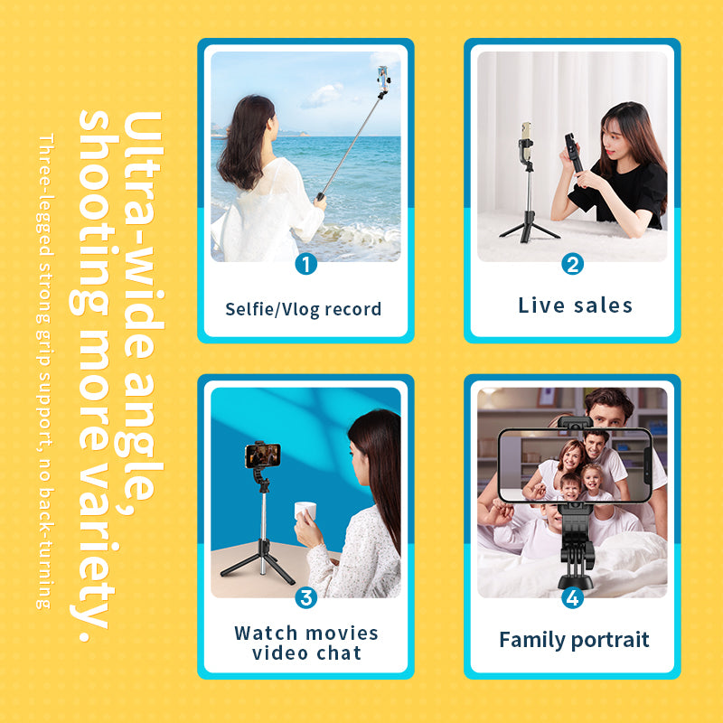 KP13 Retractable Wireless Remote Cell Phone Stand Folding Portable Bluetooth Selfie Stick Tripod (1.1m)