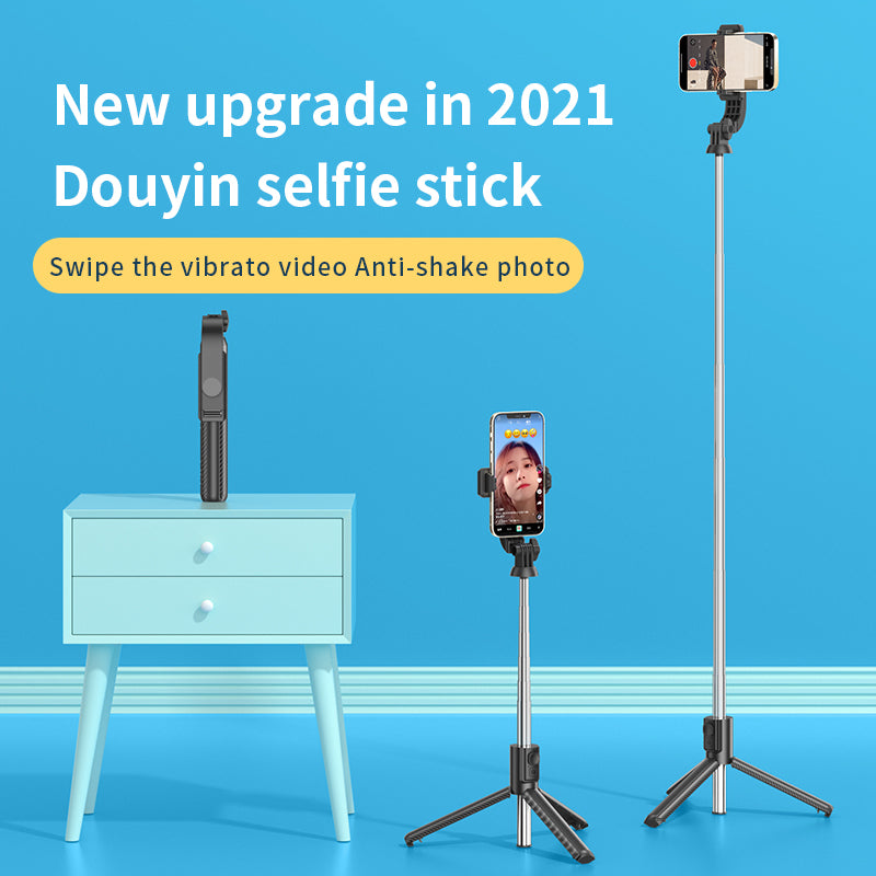 KP13 Retractable Wireless Remote Cell Phone Stand Folding Portable Bluetooth Selfie Stick Tripod (1.1m)