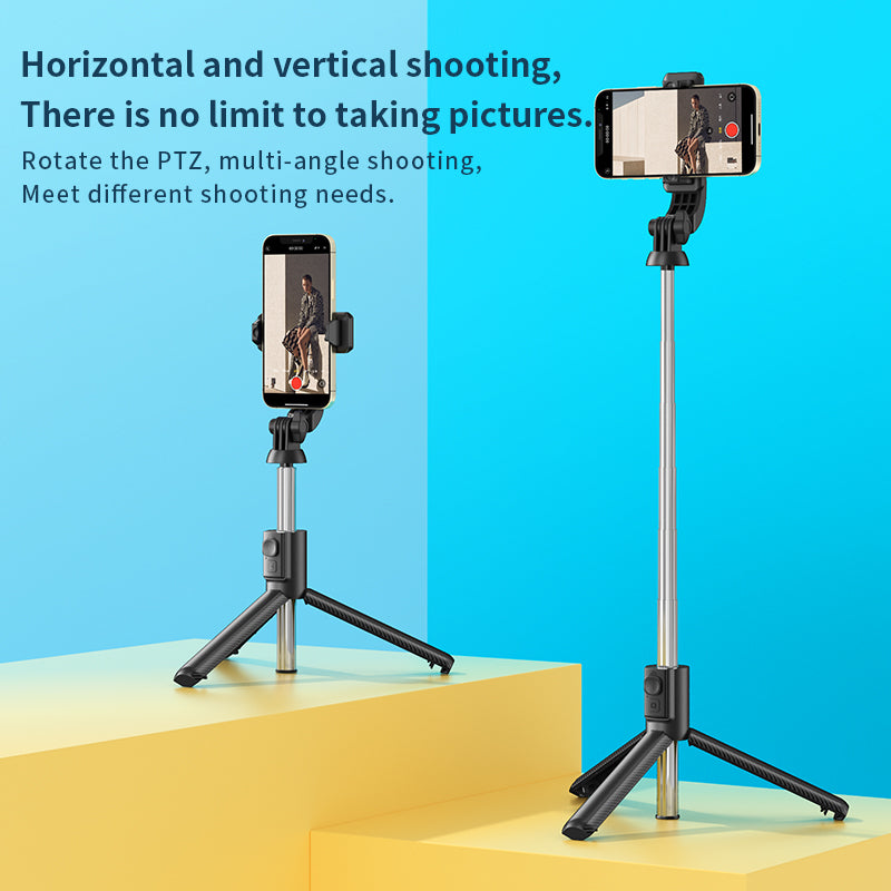 KP13 Retractable Wireless Remote Cell Phone Stand Folding Portable Bluetooth Selfie Stick Tripod (1.1m)