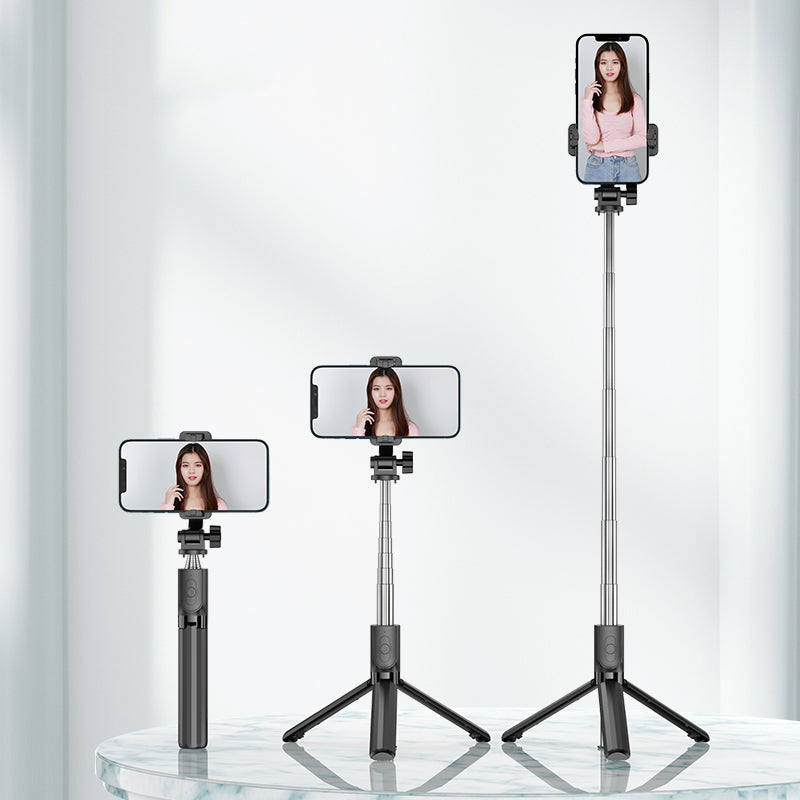 KP12 Retractable Live-stream Cell Phone Stand Portable Wireless Remote Bluetooth Selfie Stick Tripod without Light