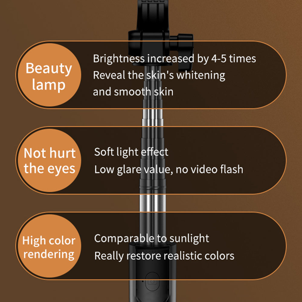 KH5 Live-stream Bluetooth Selfie Stick Retractable Integrated Portable Mobile Phone Tripod Stand without Light (1.3m) - Black