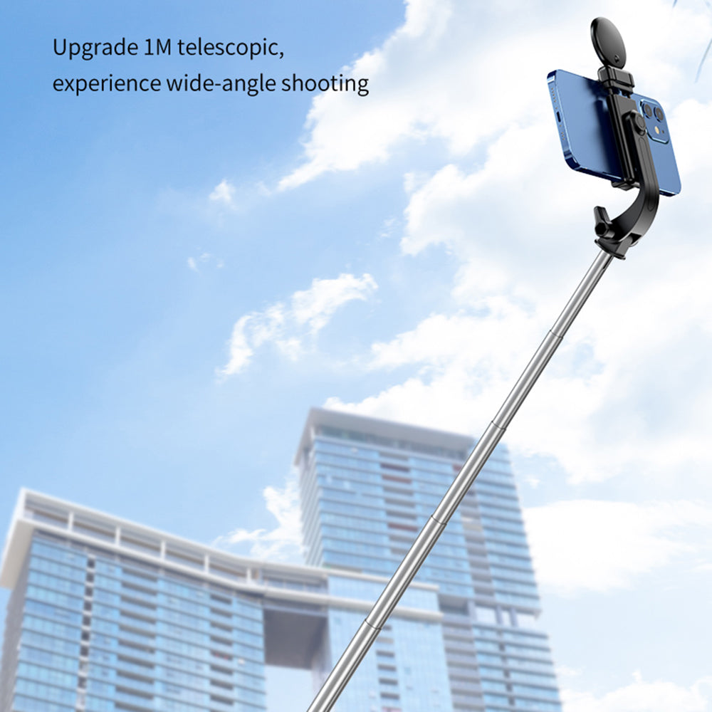 KH5 Live-stream Bluetooth Selfie Stick Retractable Integrated Portable Mobile Phone Tripod Stand without Light (1.3m) - Black