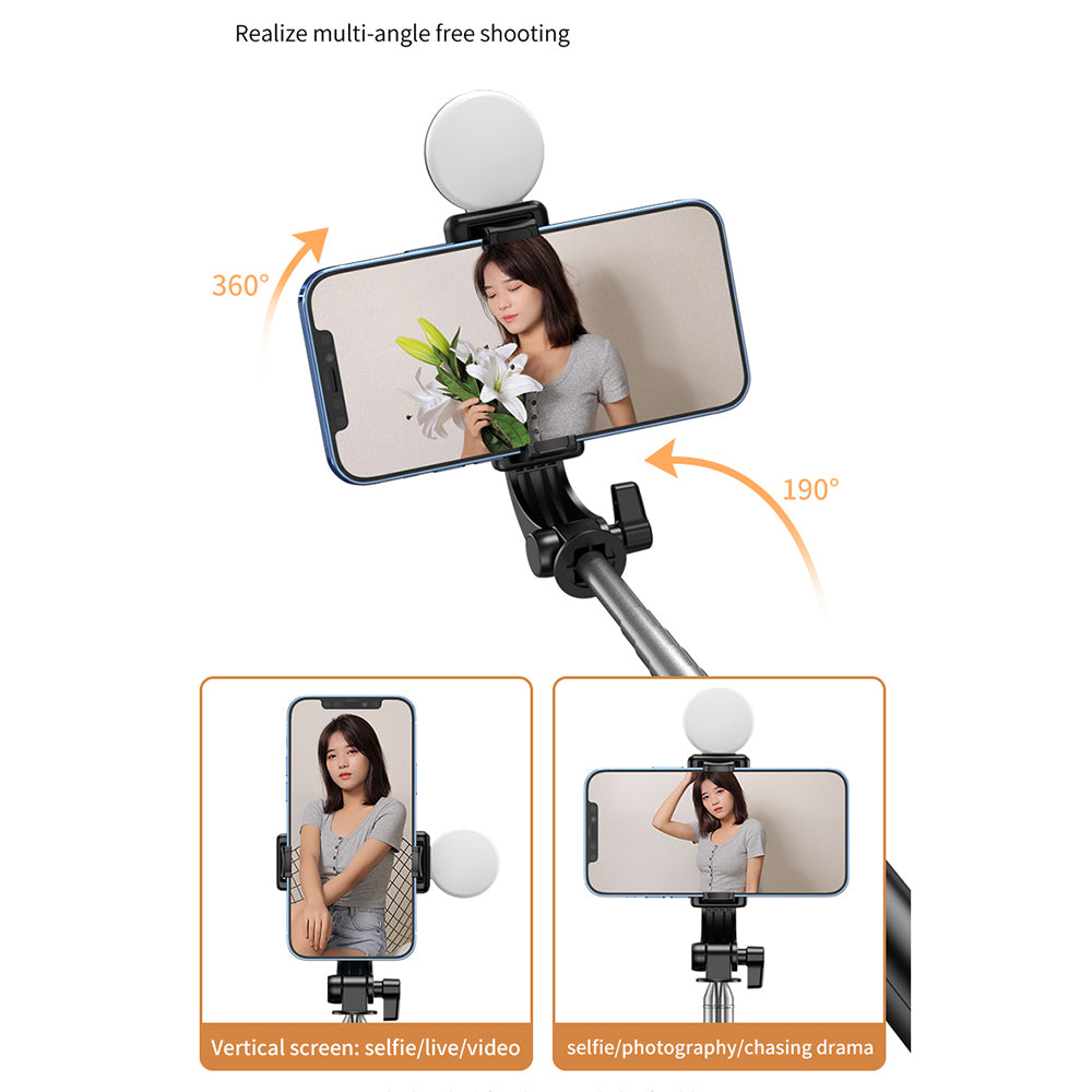 KH5 Live-stream Bluetooth Selfie Stick Retractable Integrated Portable Mobile Phone Tripod Stand without Light (1.3m) - Black