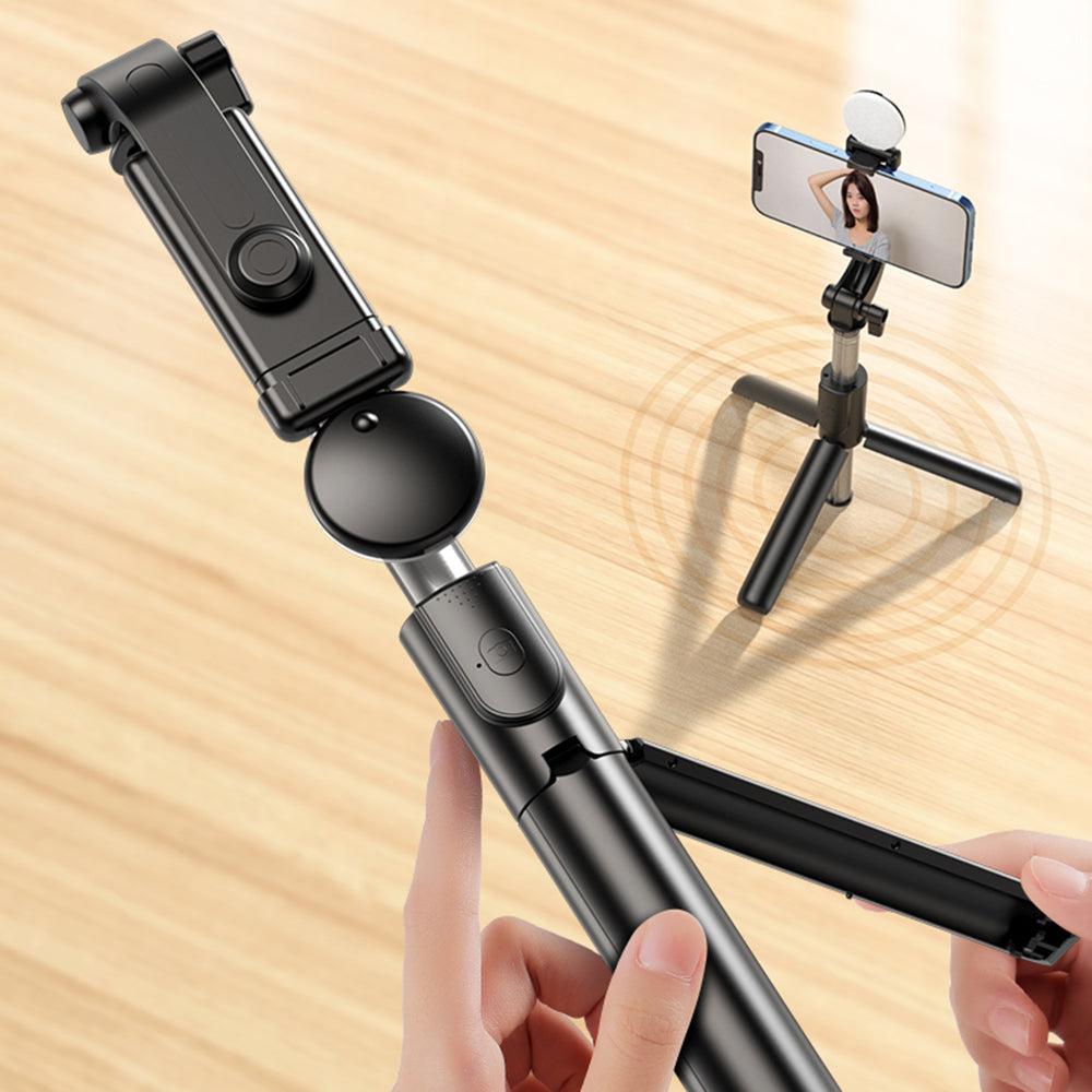 KH5 Live-stream Bluetooth Selfie Stick Retractable Integrated Portable Mobile Phone Tripod Stand without Light (1.3m) - White