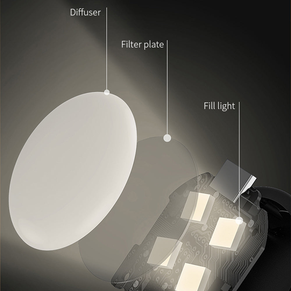 KH5S Retractable Portable Cell Phone Stand Live-stream Bluetooth Selfie Stick Tripod with Fill Light (1.3m) - Black