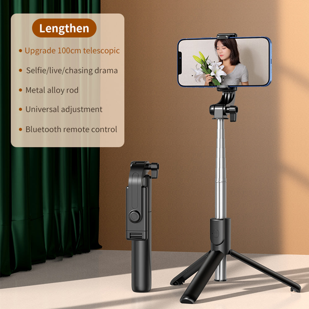 KH1 Integrated Live-stream Mobile Phone Tripod Stand Folding Portable Bluetooth Selfie Stick without Light (1m)