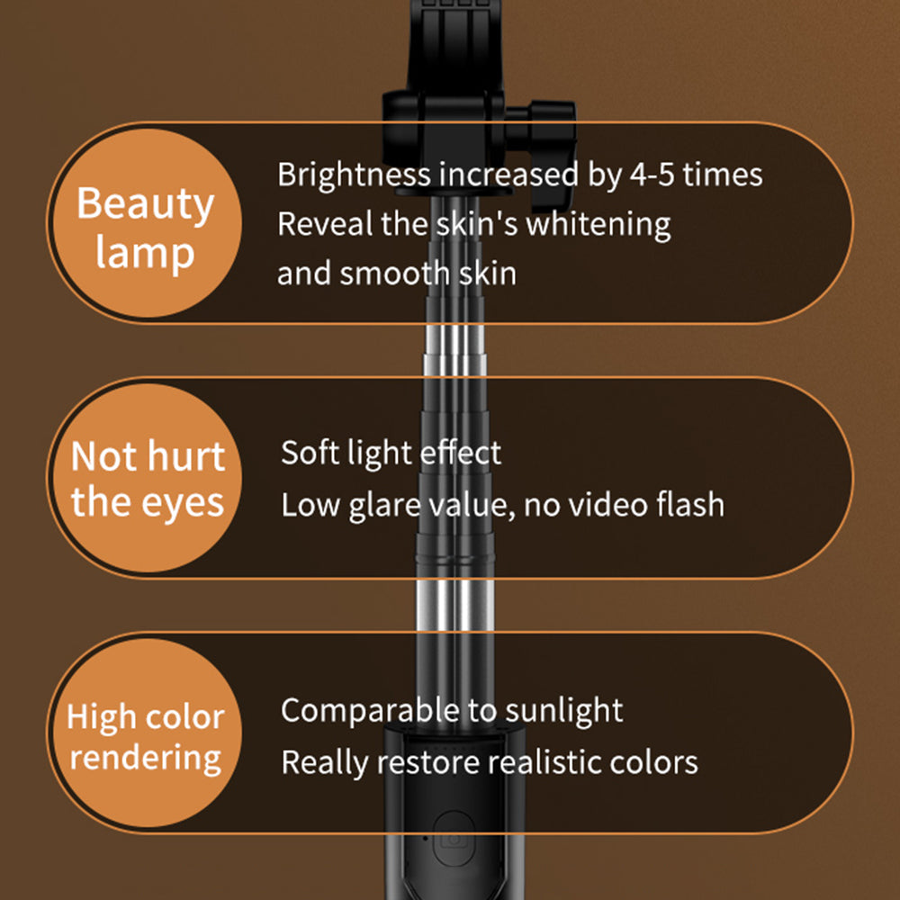 KH1 Integrated Live-stream Mobile Phone Tripod Stand Folding Portable Bluetooth Selfie Stick without Light (1m)