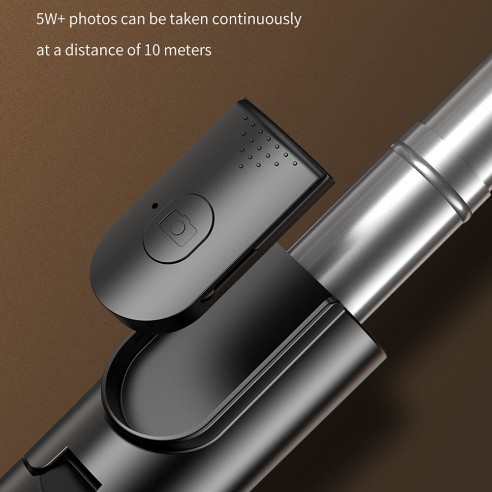 KH1S Folding Live-stream Cell Phone Tripod Retractable Bluetooth Selfie Stick with Ring Light (1m)