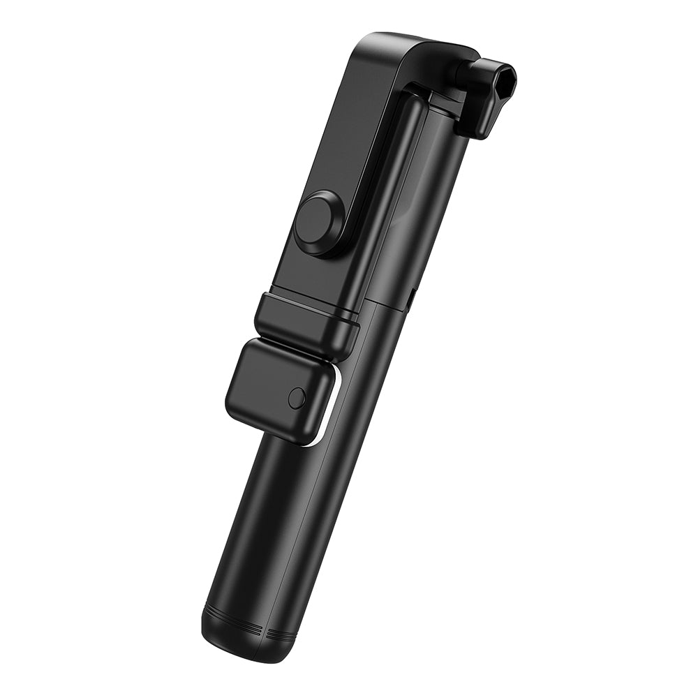 H1S 100cm Retractable Integrated Bluetooth Tripod Phone Holder Portable Adjustable Selfie Stick with Light - Black