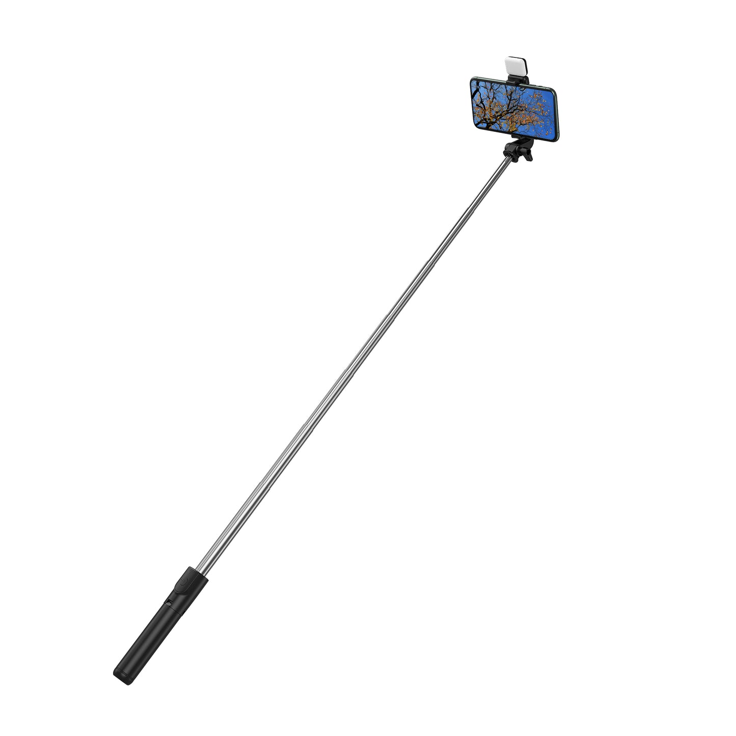H1S 100cm Retractable Integrated Bluetooth Tripod Phone Holder Portable Adjustable Selfie Stick with Light - Black