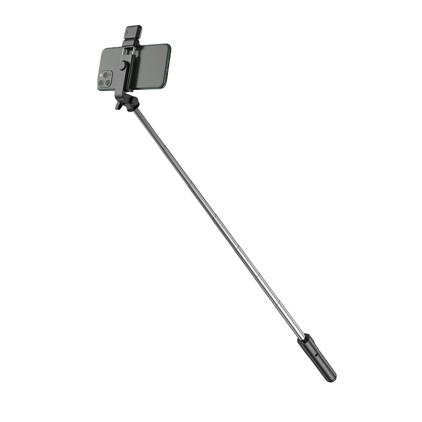 H1S 100cm Retractable Integrated Bluetooth Tripod Phone Holder Portable Adjustable Selfie Stick with Light - Black