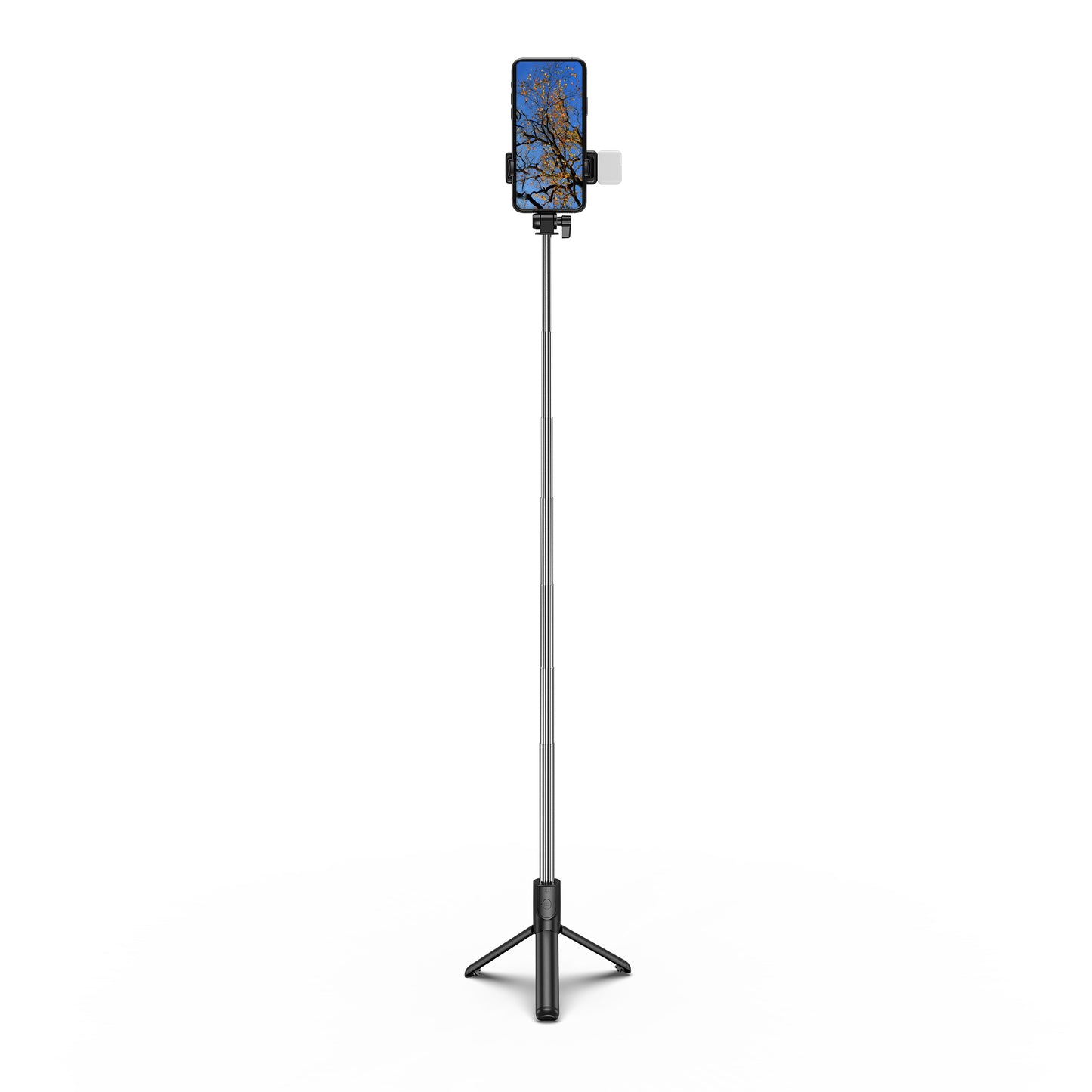 H1S 100cm Retractable Integrated Bluetooth Tripod Phone Holder Portable Adjustable Selfie Stick with Light - Black