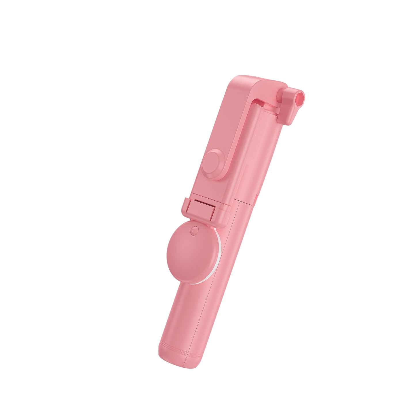 H1X 100cm Retractable Bluetooth Tripod Phone Holder Portable Adjustable Selfie Stick with Round Light - Pink