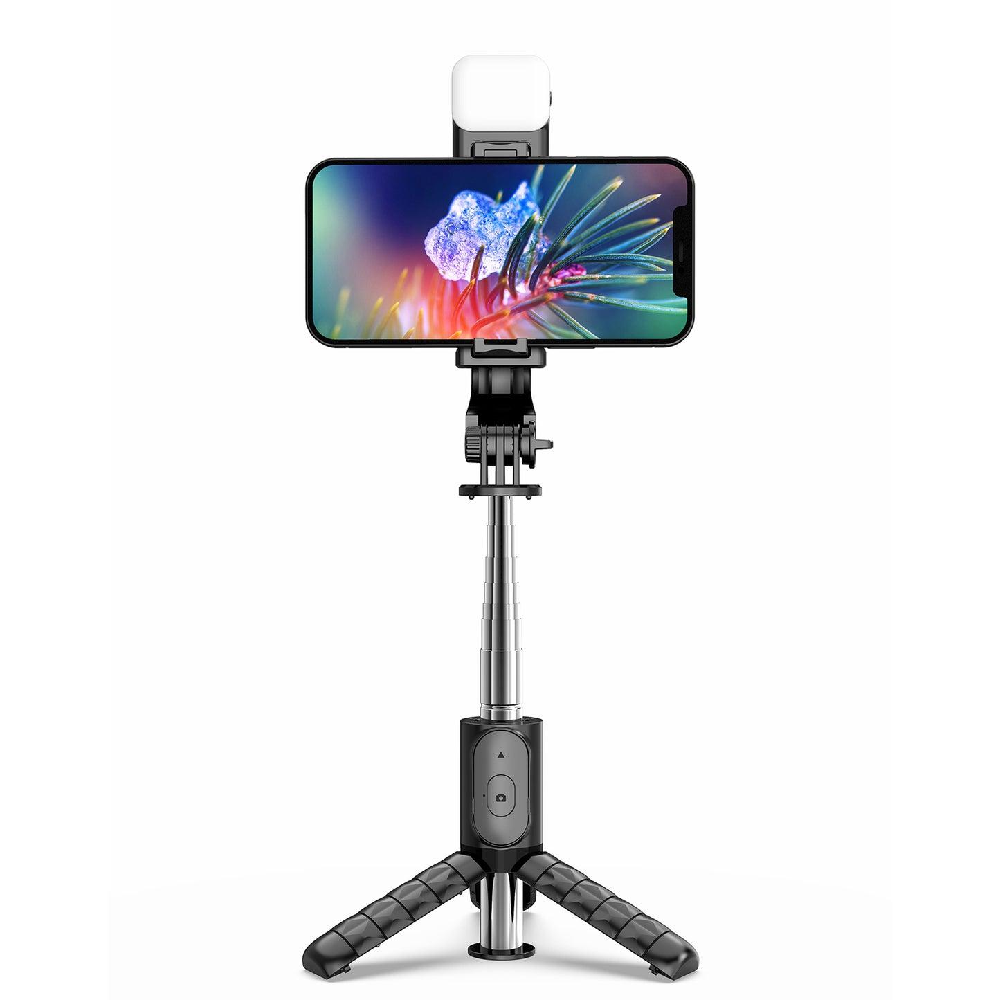 Q11s Portable Extendable Stainless Steel Pole Bluetooth Remote Control Phone Selfie Stick Holder Tripod with Fill Light