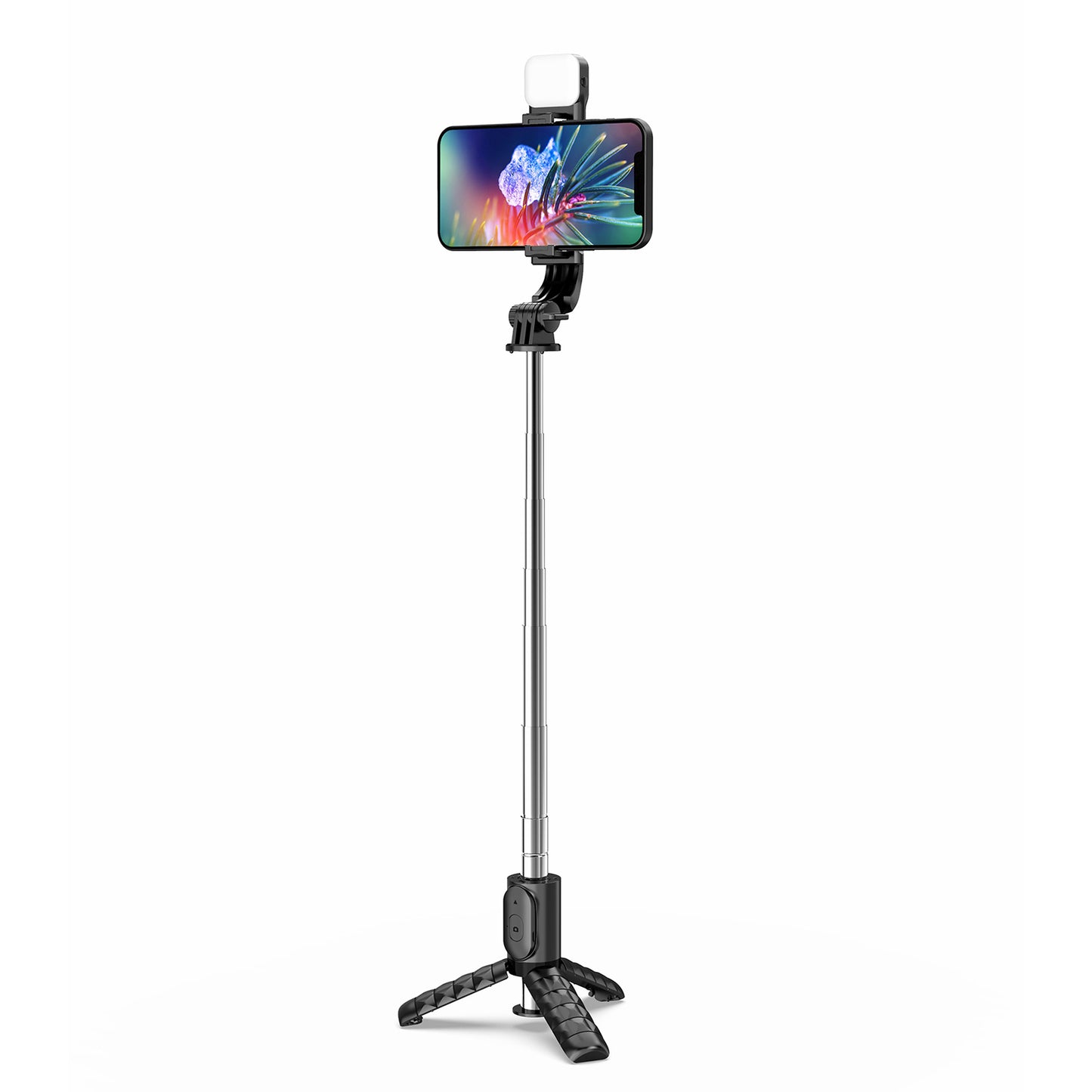 Q11s Portable Extendable Stainless Steel Pole Bluetooth Remote Control Phone Selfie Stick Holder Tripod with Fill Light