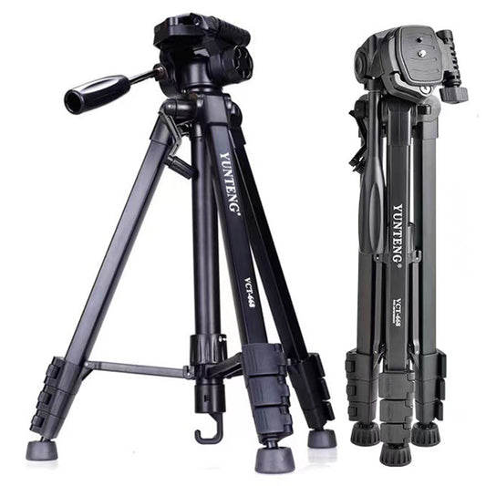 YUNTENG VCT-668 Professional Portable Aluminum Alloy Tripod Stand Extendable Photography Tripod with Gimbal Stabilizer for SLR/Mobile Phones
