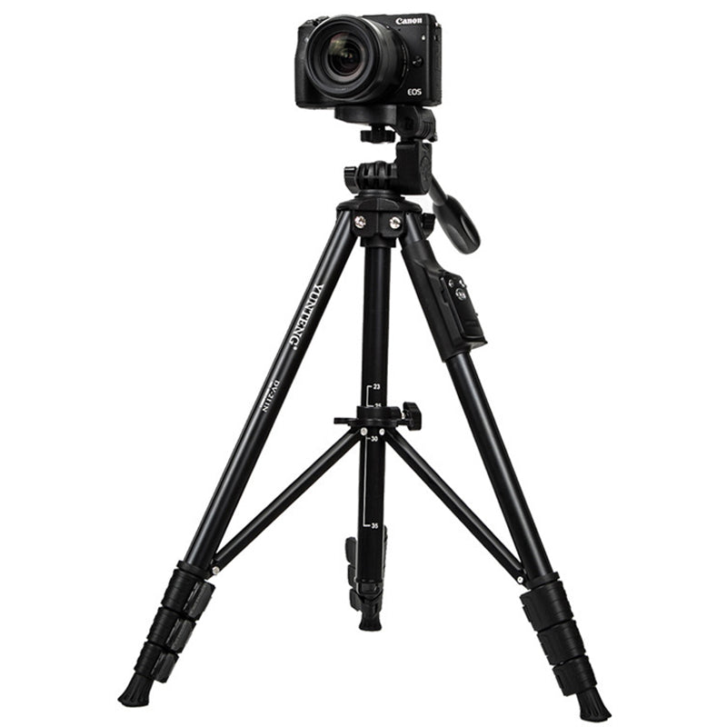 YUNTENG DV-211N Aluminum Tripod Extendable Photography Tripod with 3-direction Gimbal + Bluetooth Remote Control + Mobile Phone Holder
