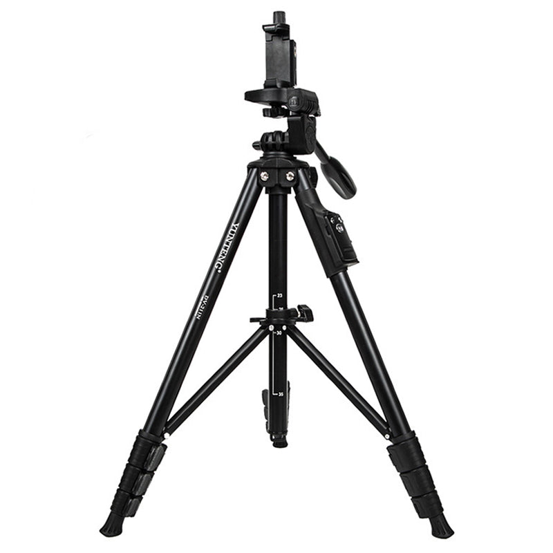 YUNTENG DV-211N Aluminum Tripod Extendable Photography Tripod with 3-direction Gimbal + Bluetooth Remote Control + Mobile Phone Holder