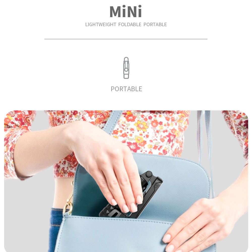 Q09 Retractable Stabilizer Bluetooth Tripod Phone Holder Portable Adjustable Selfie Stick Tripod with Detachable Fill Light - Black