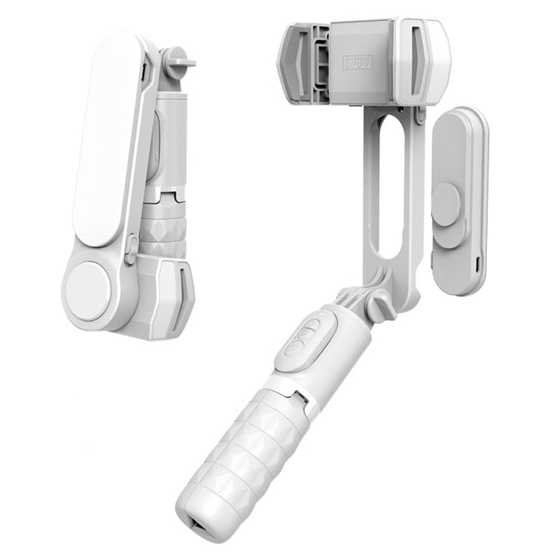 Q09 Retractable Stabilizer Bluetooth Tripod Phone Holder Portable Adjustable Selfie Stick Tripod with Detachable Fill Light - White