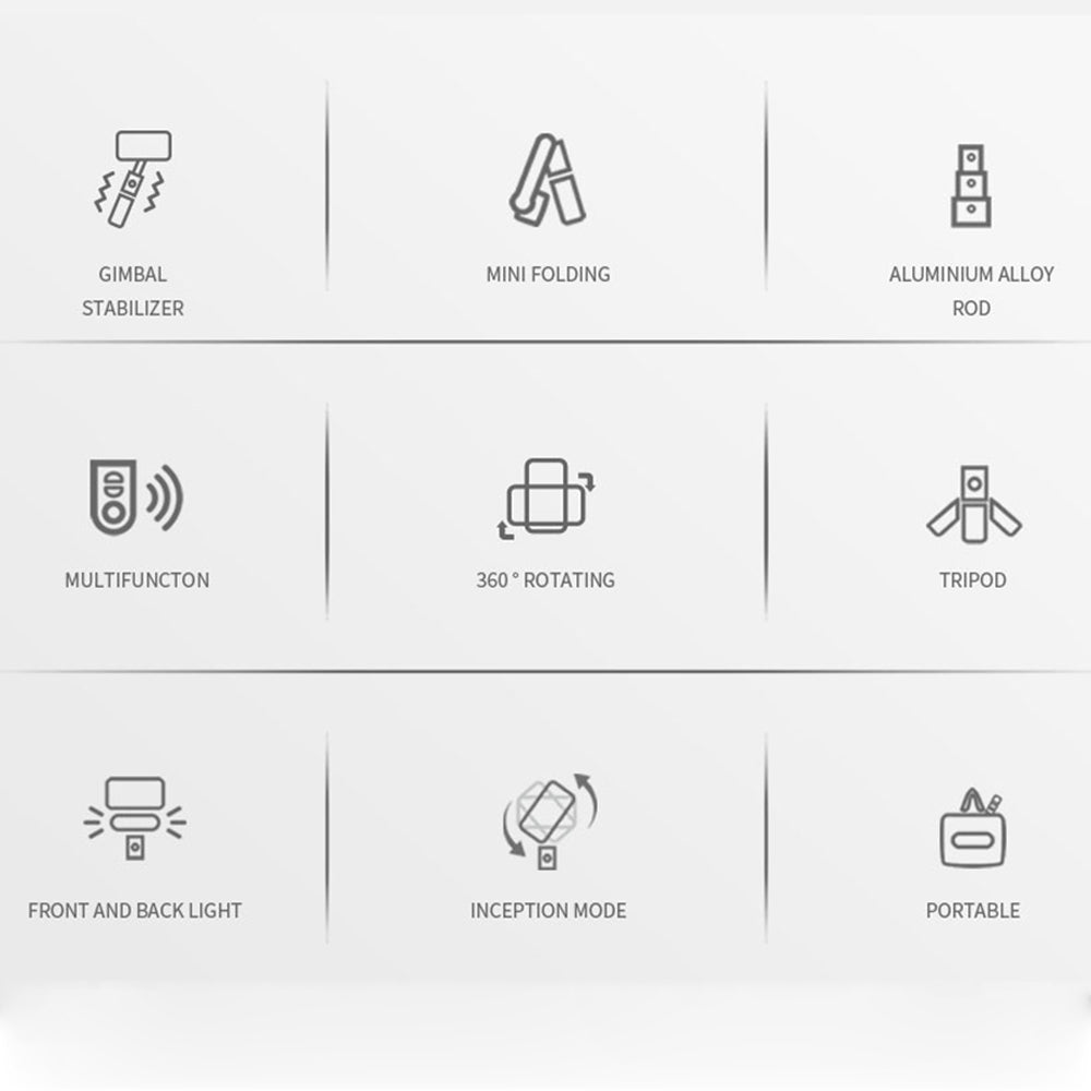 Q09 Retractable Stabilizer Bluetooth Tripod Phone Holder Portable Adjustable Selfie Stick Tripod with Detachable Fill Light - White