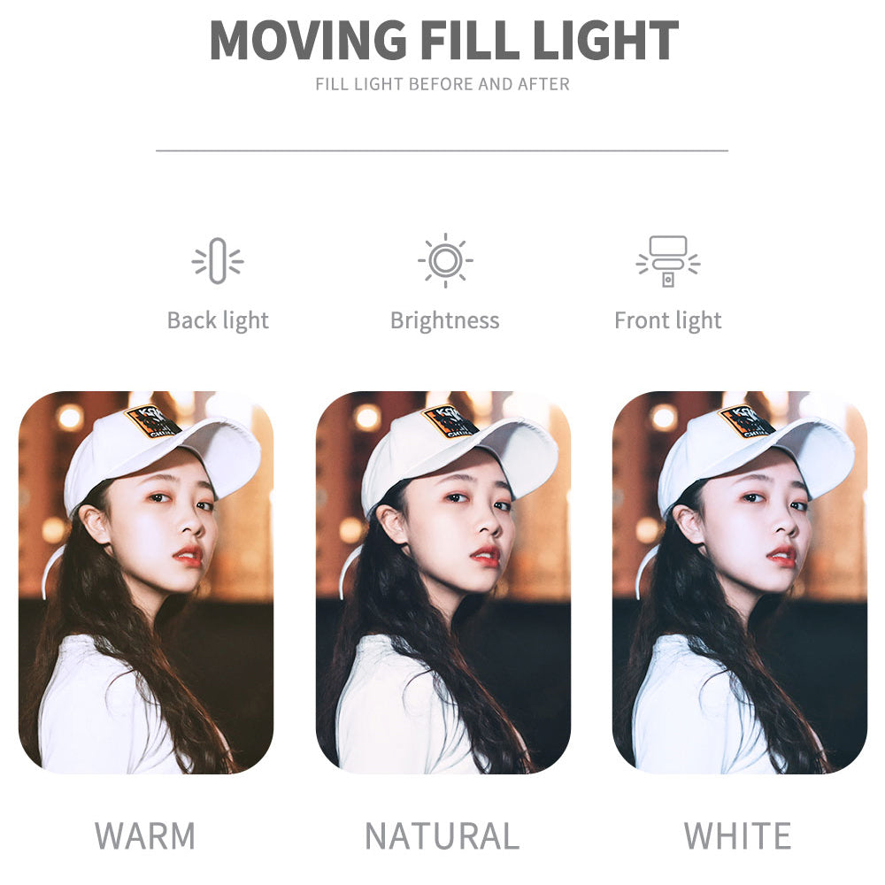 Q09 Retractable Stabilizer Bluetooth Tripod Phone Holder Portable Adjustable Selfie Stick Tripod with Detachable Fill Light - White