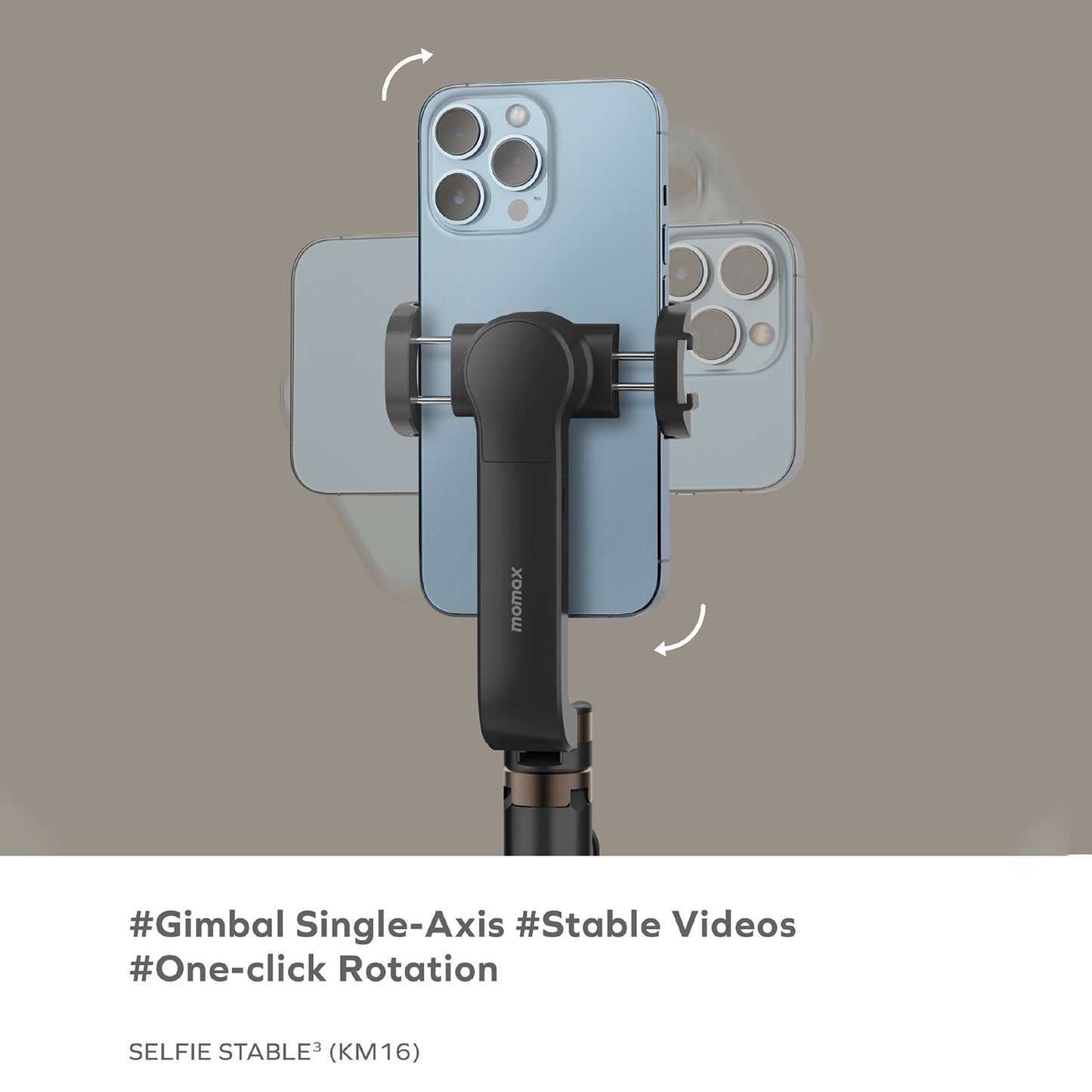 Uniqkart SELFIE STABLE3 KM16 Retractable Bluetooth Gimbal Tripod Portable Selfie Stick Tripod with Phone Clamp / Remote Control