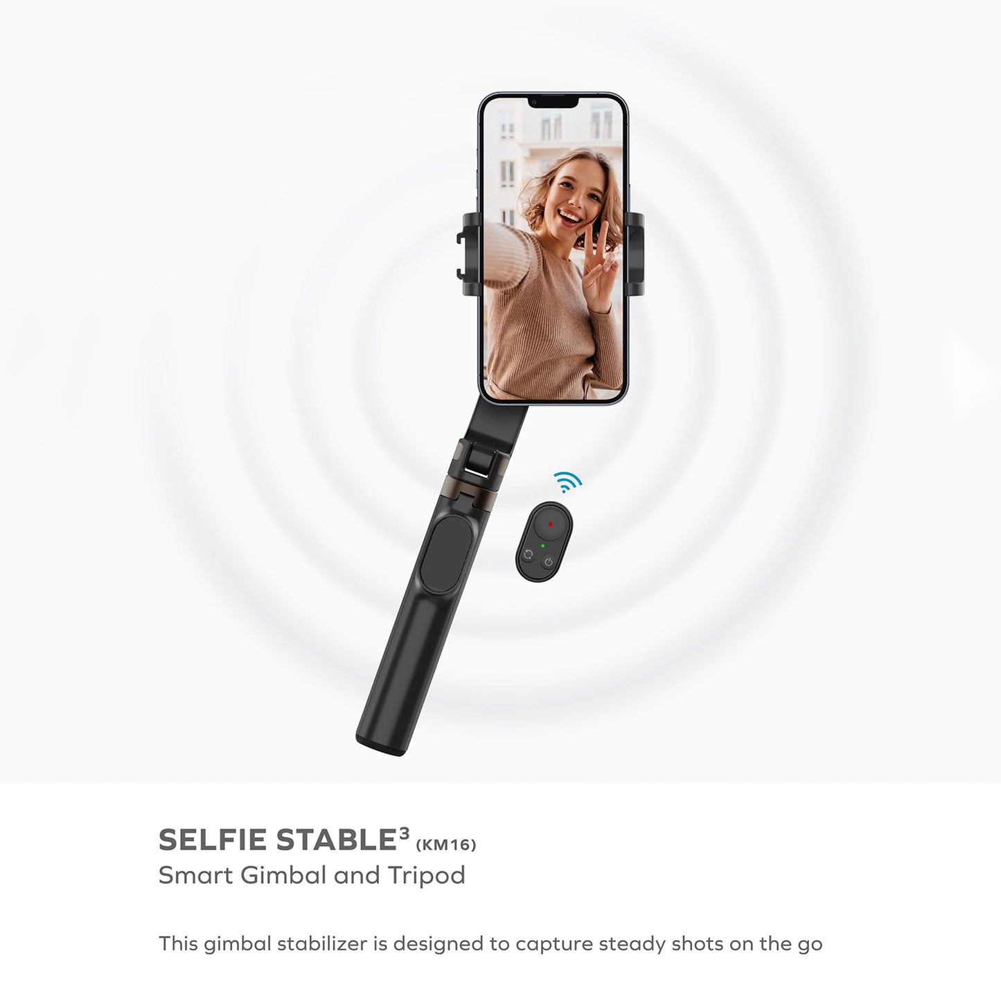 Uniqkart SELFIE STABLE3 KM16 Retractable Bluetooth Gimbal Tripod Portable Selfie Stick Tripod with Phone Clamp / Remote Control