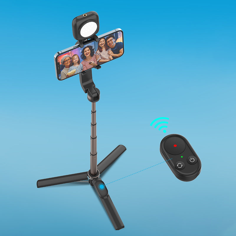 Uniqkart SELFIE STABLE3 KM16 Retractable Bluetooth Gimbal Tripod Portable Selfie Stick Tripod with Phone Clamp / Remote Control