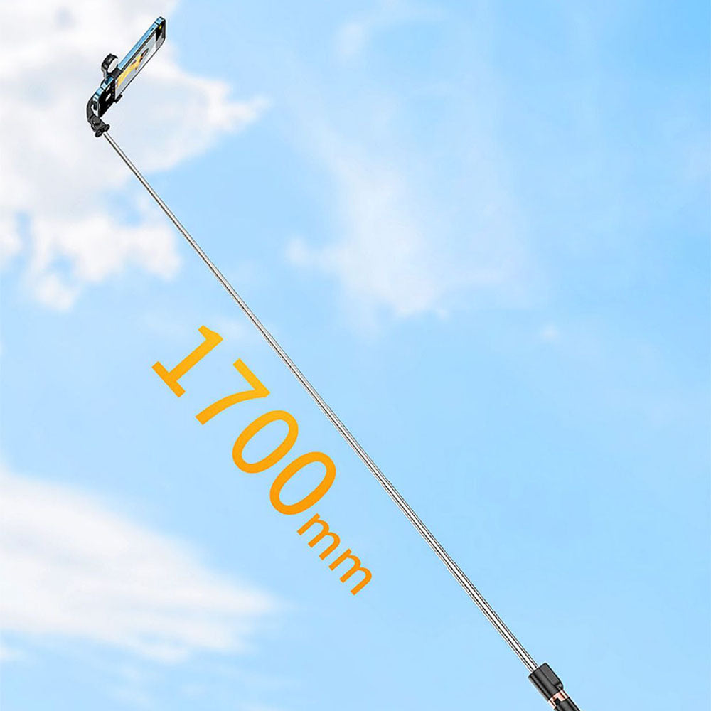 KH6s Portable Selfie Stick Tripod Extendable Up to 1.7m Length with Wireless Remote Control and LED Light for Tik Tok Livestream Makeup Photography