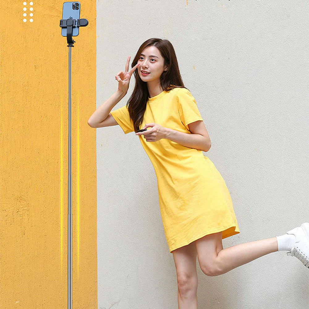 KH6s Portable Selfie Stick Tripod Extendable Up to 1.7m Length with Wireless Remote Control and LED Light for Tik Tok Livestream Makeup Photography