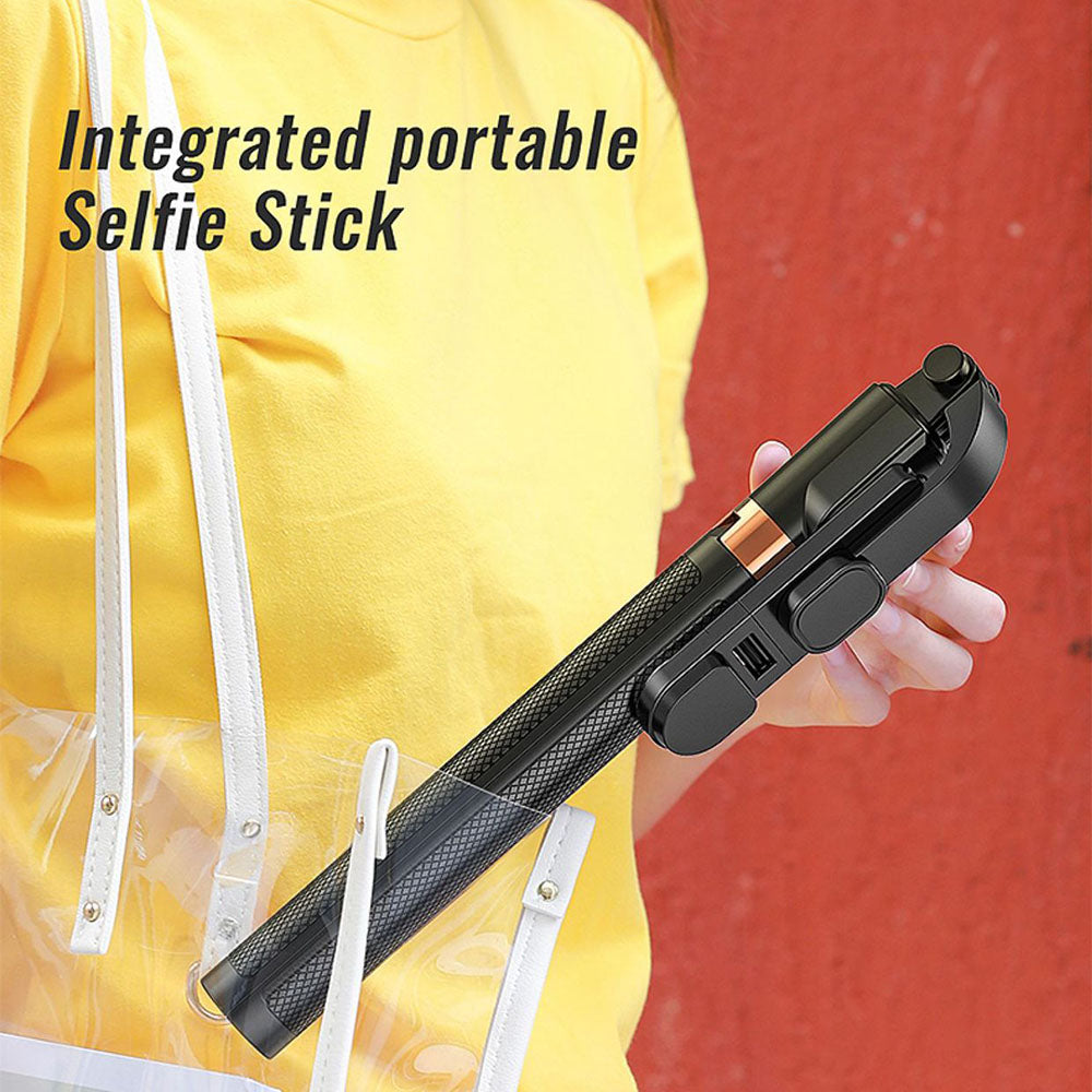 KH6s Portable Selfie Stick Tripod Extendable Up to 1.7m Length with Wireless Remote Control and LED Light for Tik Tok Livestream Makeup Photography