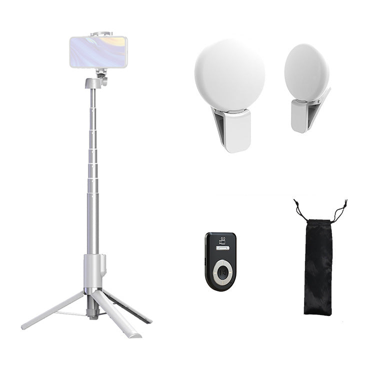 XYK-403 Multifunctional Portable Tripod Stand Cell Phone Stand Fill Light with Wireless Remote Controller for Selfies/Video Recording/Vlogging/Live Streaming - White