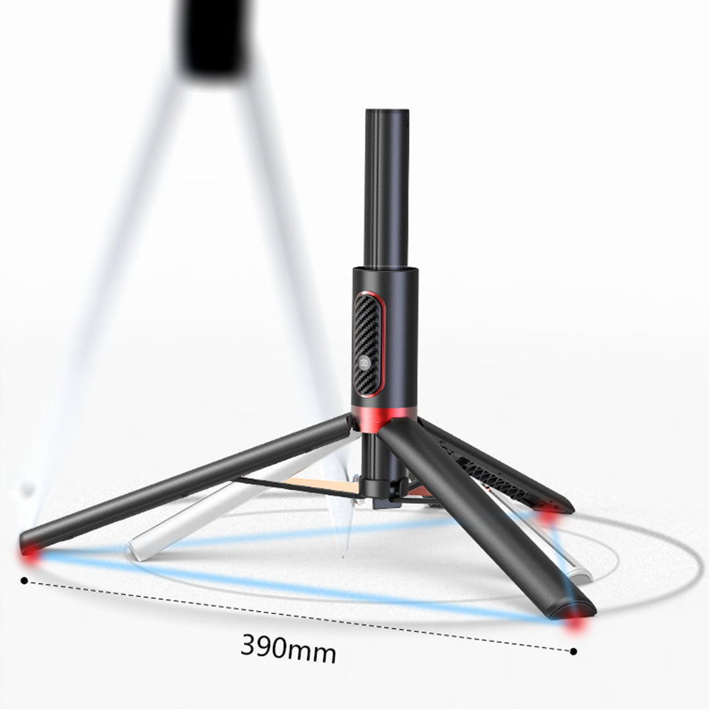 FOMITO XYK-202Max 1.5m Expanded Selfie Stick Remote Control Aluminum Alloy Telescopic Tripod - Pink