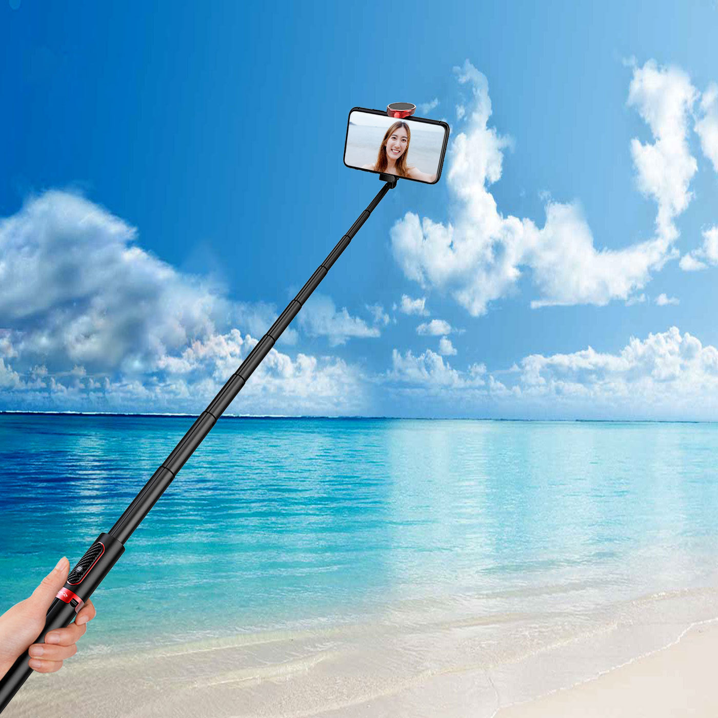 FOMITO XYK-202Max 1.5m Expanded Selfie Stick Remote Control Aluminum Alloy Telescopic Tripod - White