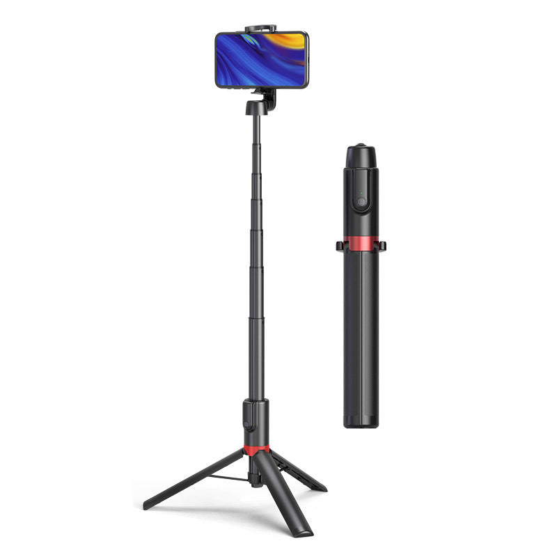XYK-403B Portable Telescopic Tripod Handheld Selfie Stick Bluetooth Monopod with Built-in Remote Control - Black/Red