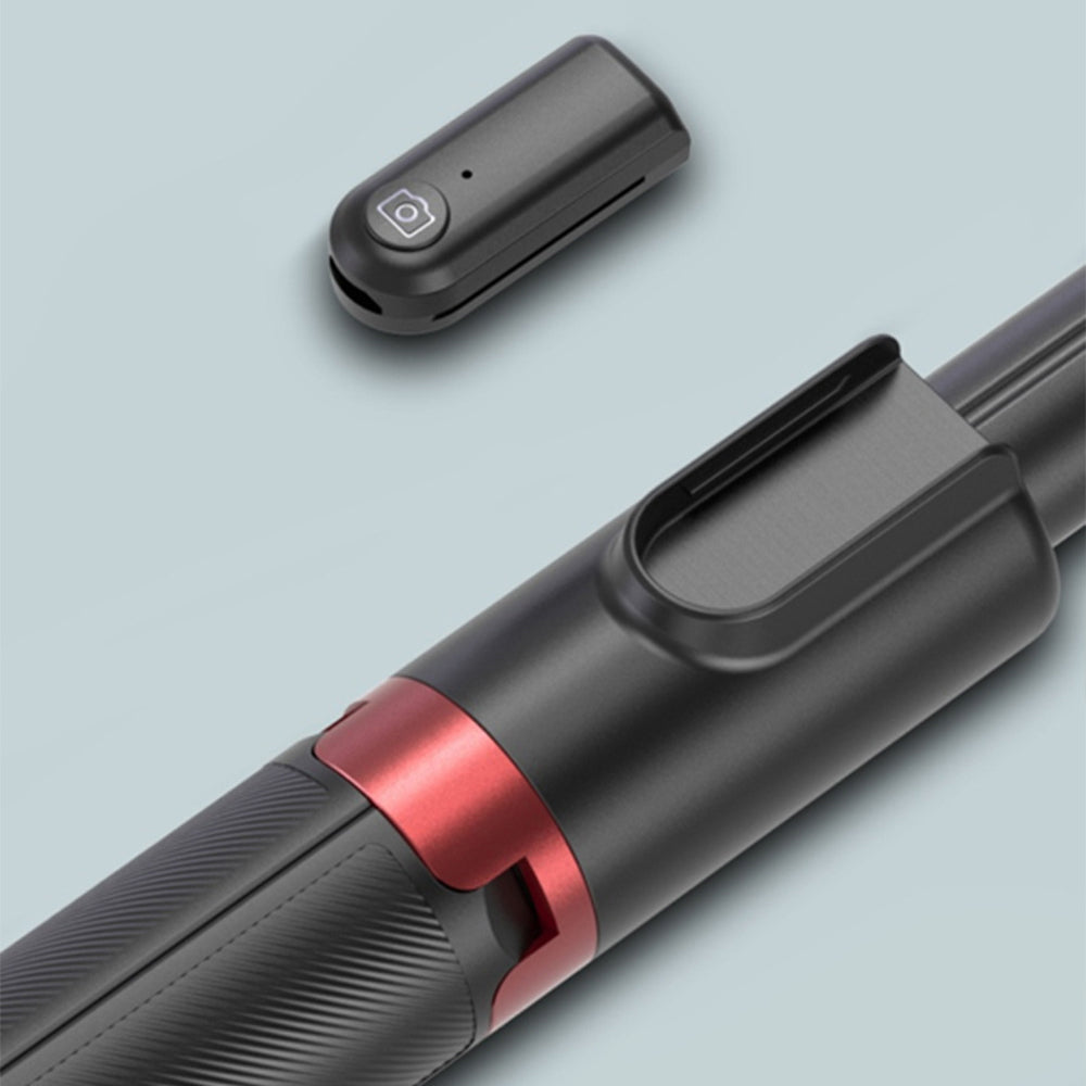 XYK-403B Portable Telescopic Tripod Handheld Selfie Stick Bluetooth Monopod with Built-in Remote Control - Black/Red
