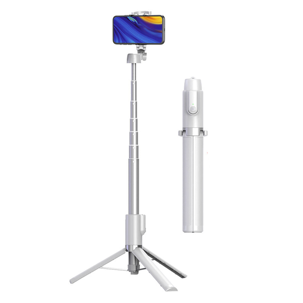 XYK-403B Portable Telescopic Tripod Handheld Selfie Stick Bluetooth Monopod with Built-in Remote Control - White/Silver