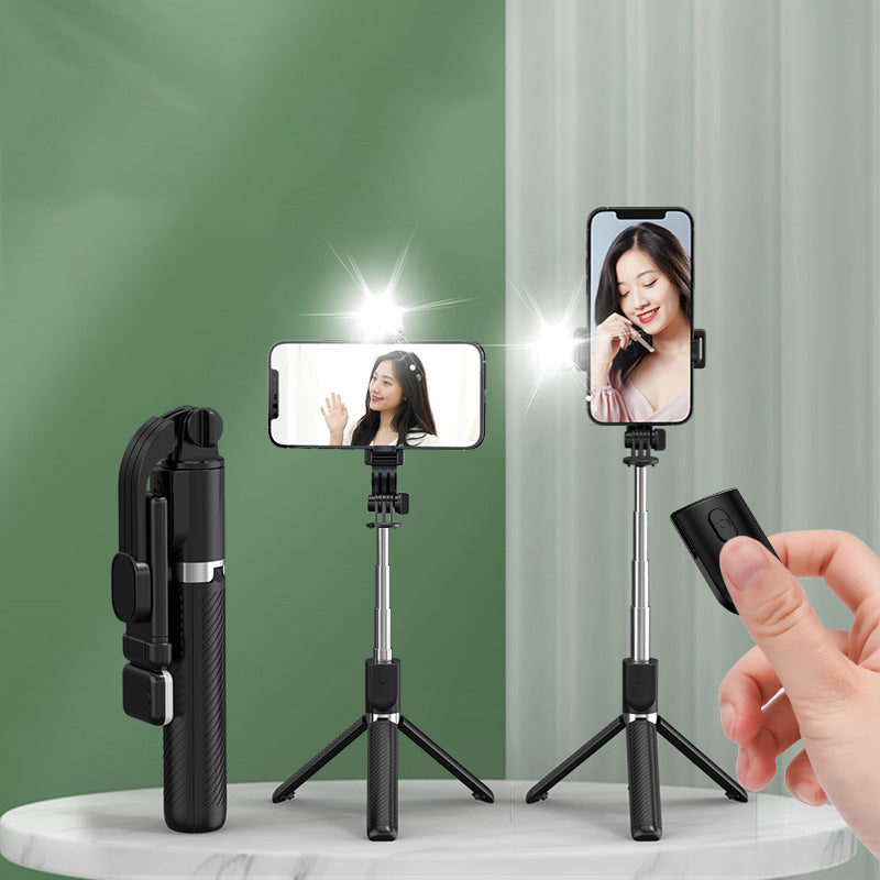 Z5s For Vlogging Photography 2 in 1 Bluetooth Selfie Stick Remote Control Folding Tripod with Fill Light - White