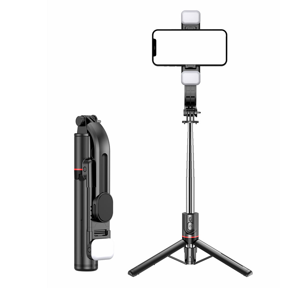 L13d 1160mm Dual Fill Lights Version - Dimmable Wireless Multi-Functional Extendable Selfie Stick Selfie Tripod Stand