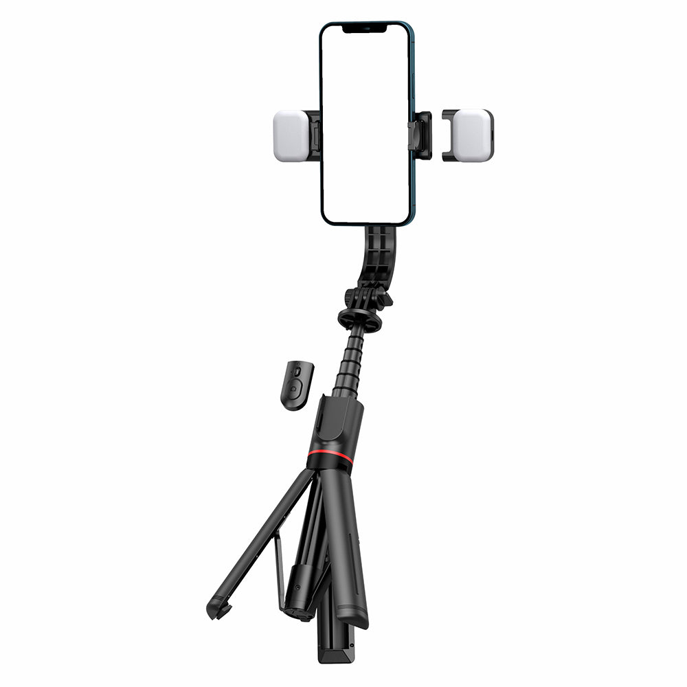 L12D 1085mm Dual Fill Lights Version - Adjustable Light Mode Wireless Control Multi-Functional Extendable Portable Handheld Selfie Stick Selfie Tripod Stand