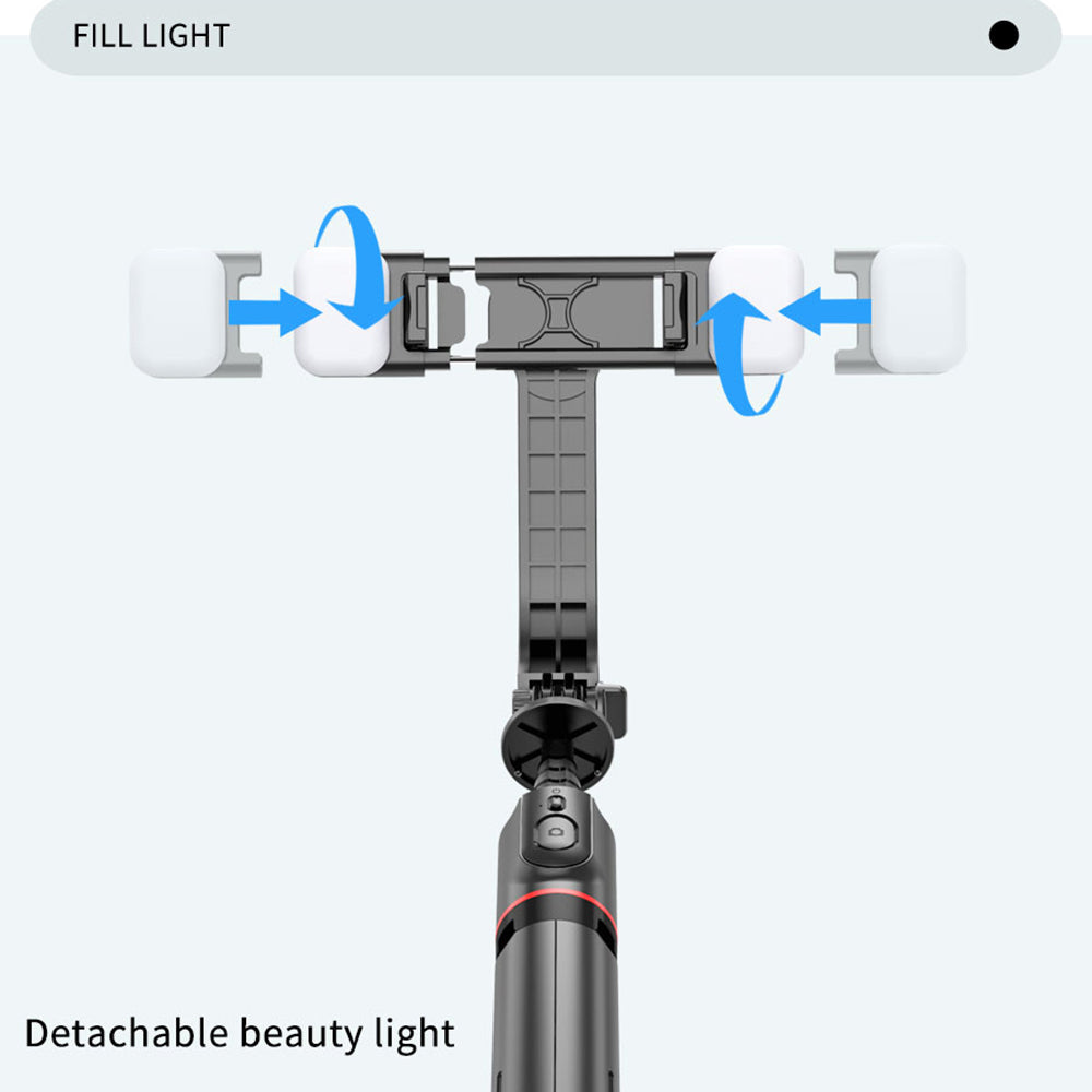 L12D 1085mm Dual Fill Lights Version - Adjustable Light Mode Wireless Control Multi-Functional Extendable Portable Handheld Selfie Stick Selfie Tripod Stand