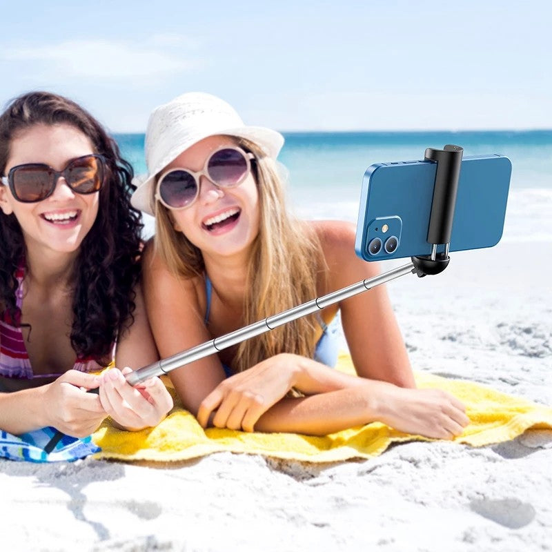 Dispho WS-19001 Retractable Bluetooth Selfie Stick Portable Extendable Selfie Stick with 180-Degree Rotating Phone Holder for Indoor Outdoor Shooting - White