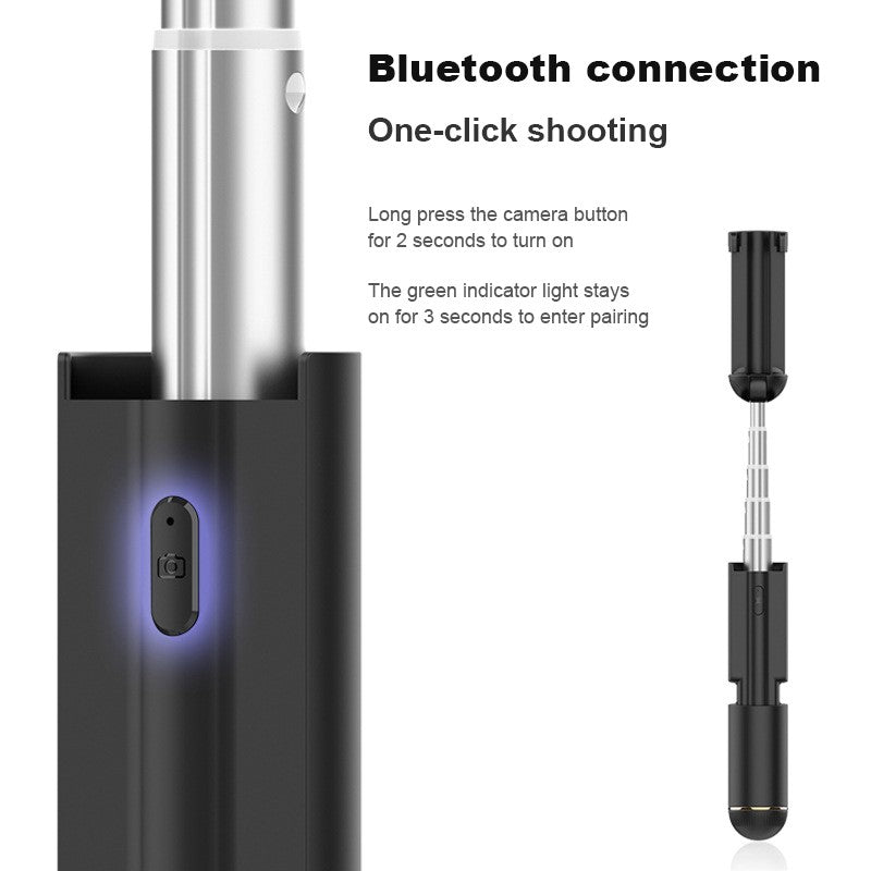 Dispho WS-19001 Retractable Bluetooth Selfie Stick Portable Extendable Selfie Stick with 180-Degree Rotating Phone Holder for Indoor Outdoor Shooting - White